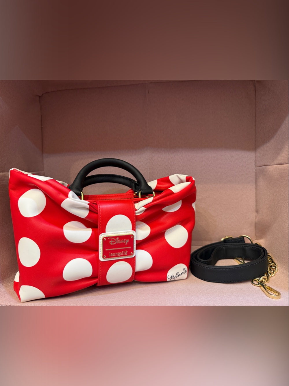 Mini Mouse Loungefly Red and White Polka Dot Bow Mini Satchel